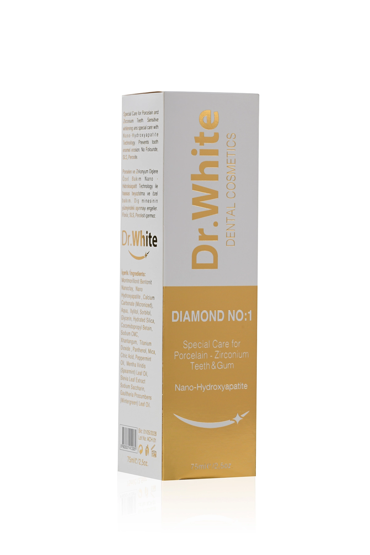 Dr.White Nano Hydroxyapatite Diamond No:1 Toothpaste Diş Macunu 75 ml